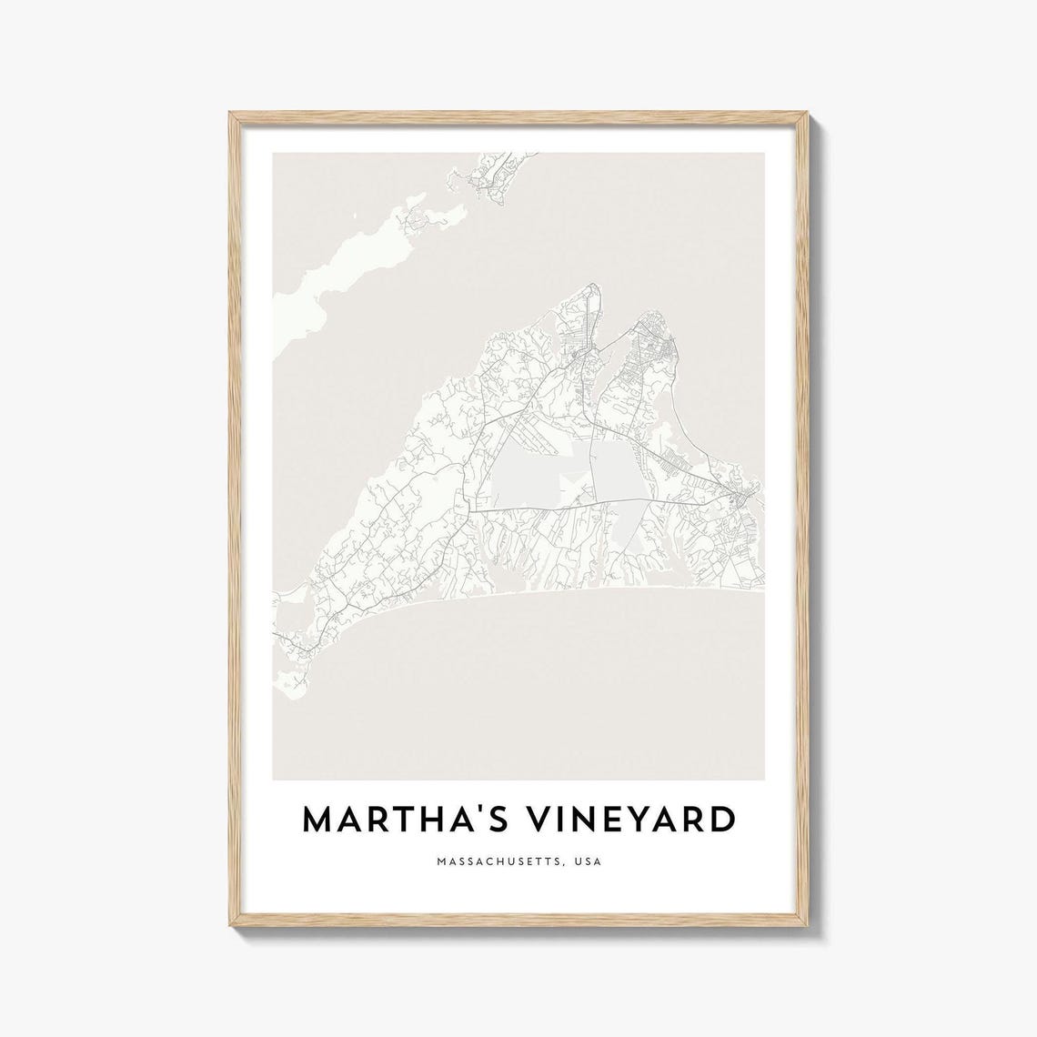 Martha's Vineyard Massachusetts Minimalist Street Map Poster