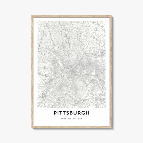 Pittsburgh Pennsylvania Minimalist City Map Poster for Modern Homes
