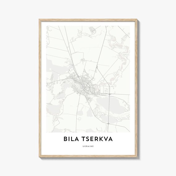 Bila Tserkva Ukraine Minimalist City Street Map Art Poster Decor