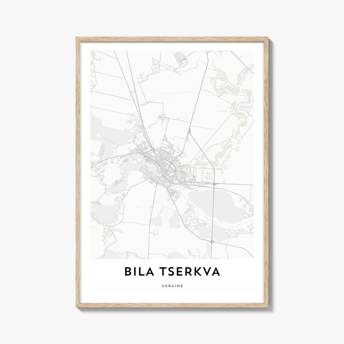 Bila Tserkva Ukraine Minimalist City Street Map Art Poster Decor