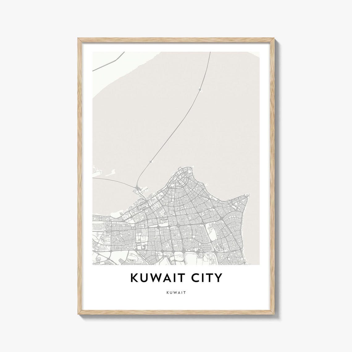 Kuwait City Kuwait Minimalist Street Map Modern Home Decor Poster