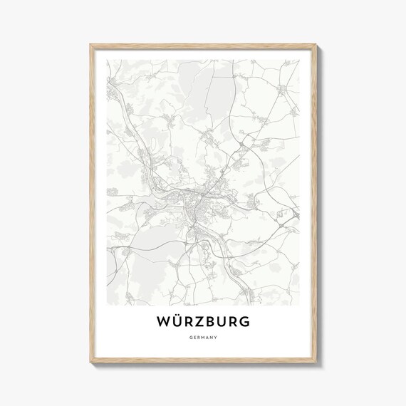 Elegant Minimalist Würzburg Germany City Map Poster in Gray Tone