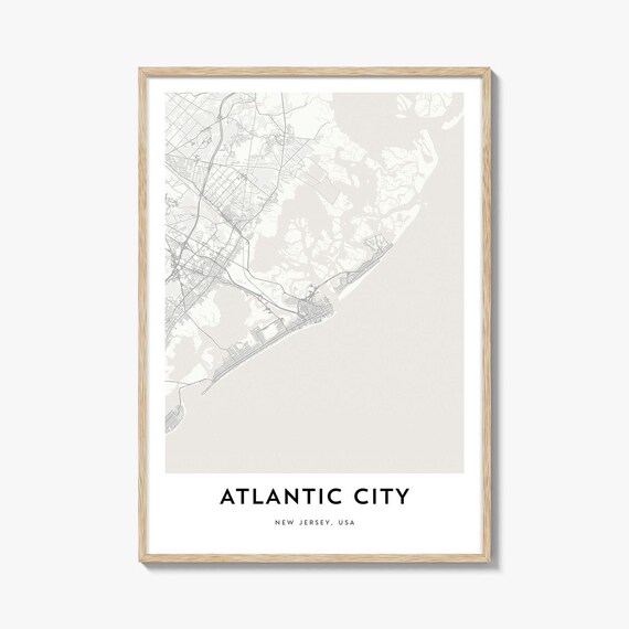Atlantic City New Jersey Minimalist Coast Map Beach Town Poster