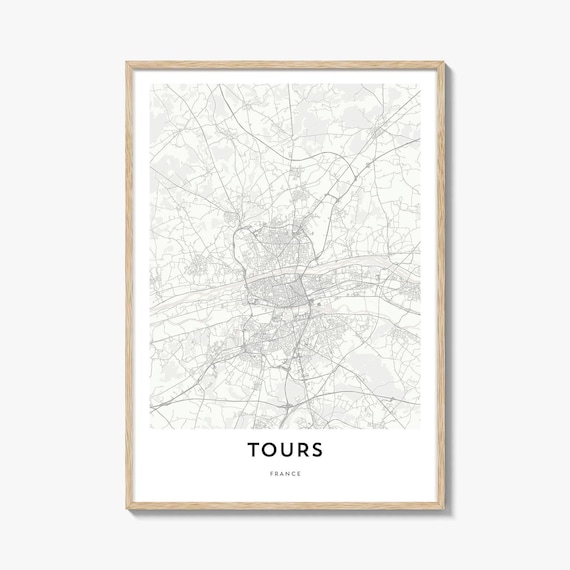 Tours France Loire Valley Minimalist City Map Line Art Poster