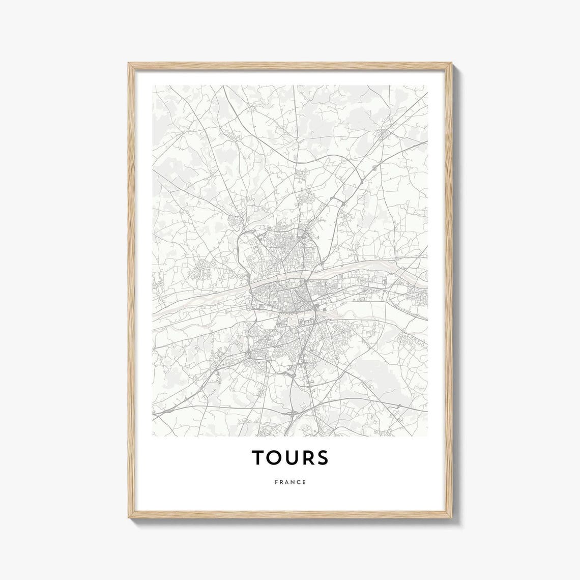 Tours France Loire Valley Minimalist City Map Line Art Poster