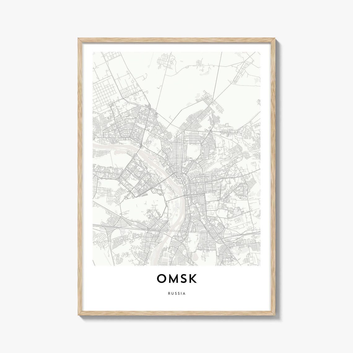 Omsk Russia Minimalist City Map Poster Modern Wall Decor Art