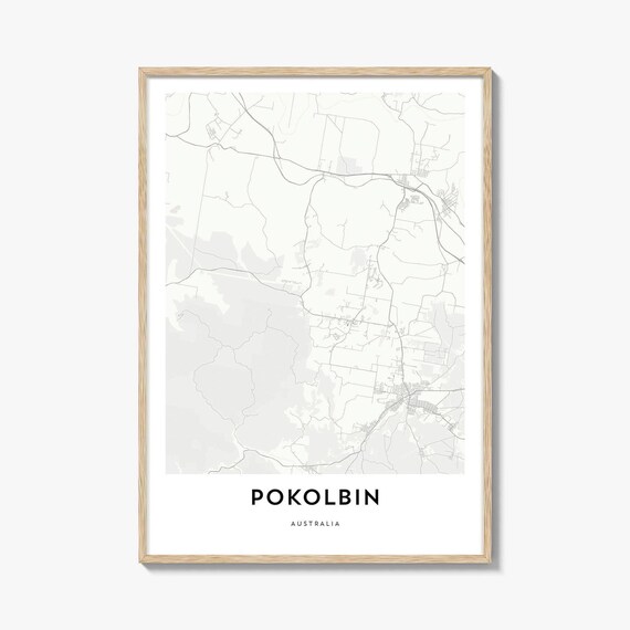 Pokolbin Australia Minimalist City Map Poster in Soft Neutral Tones