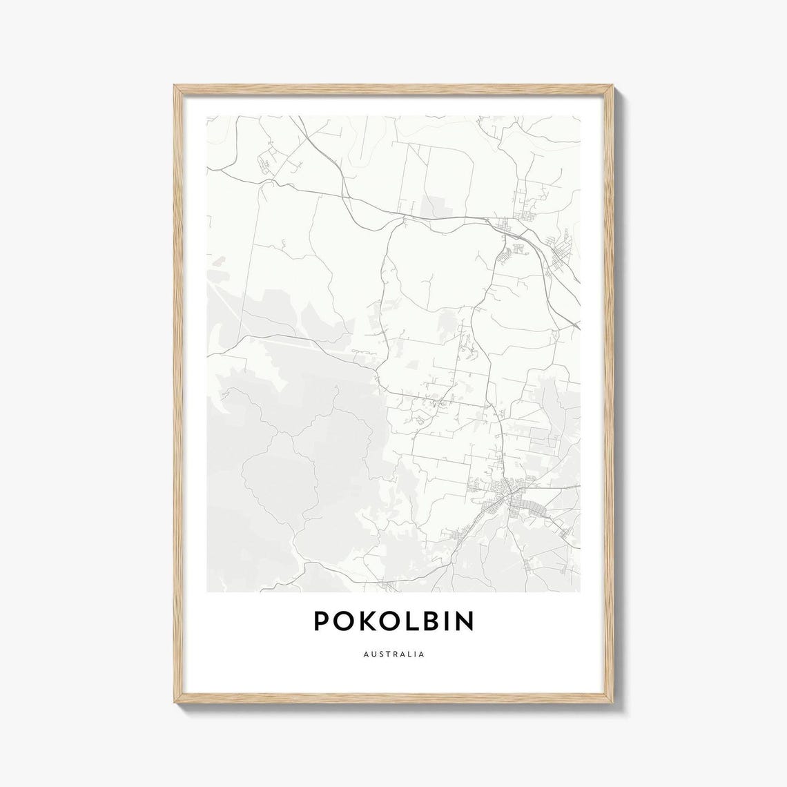 Pokolbin Australia Minimalist City Map Poster in Soft Neutral Tones