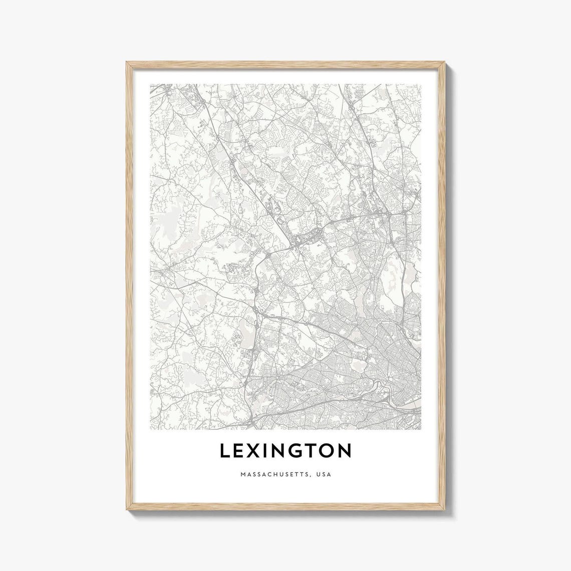 Lexington Massachusetts Minimalist Street Map Historic Town Art Poster