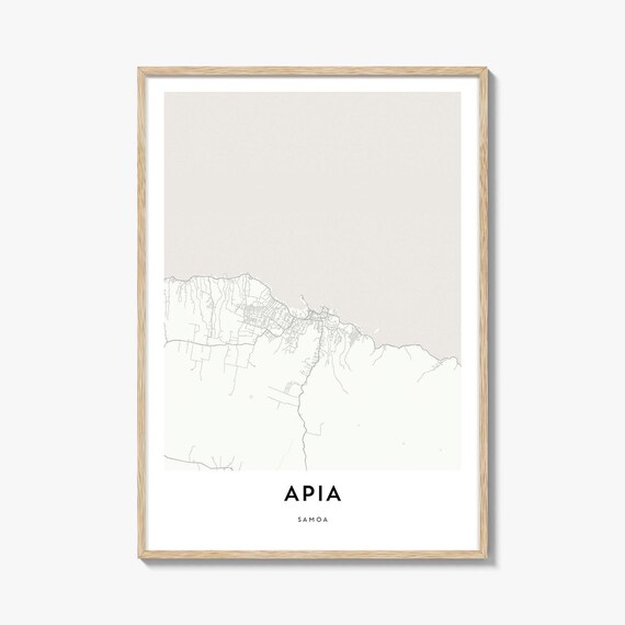 Apia Samoa Minimalist City Map Poster Beige Line Art Wall Decor