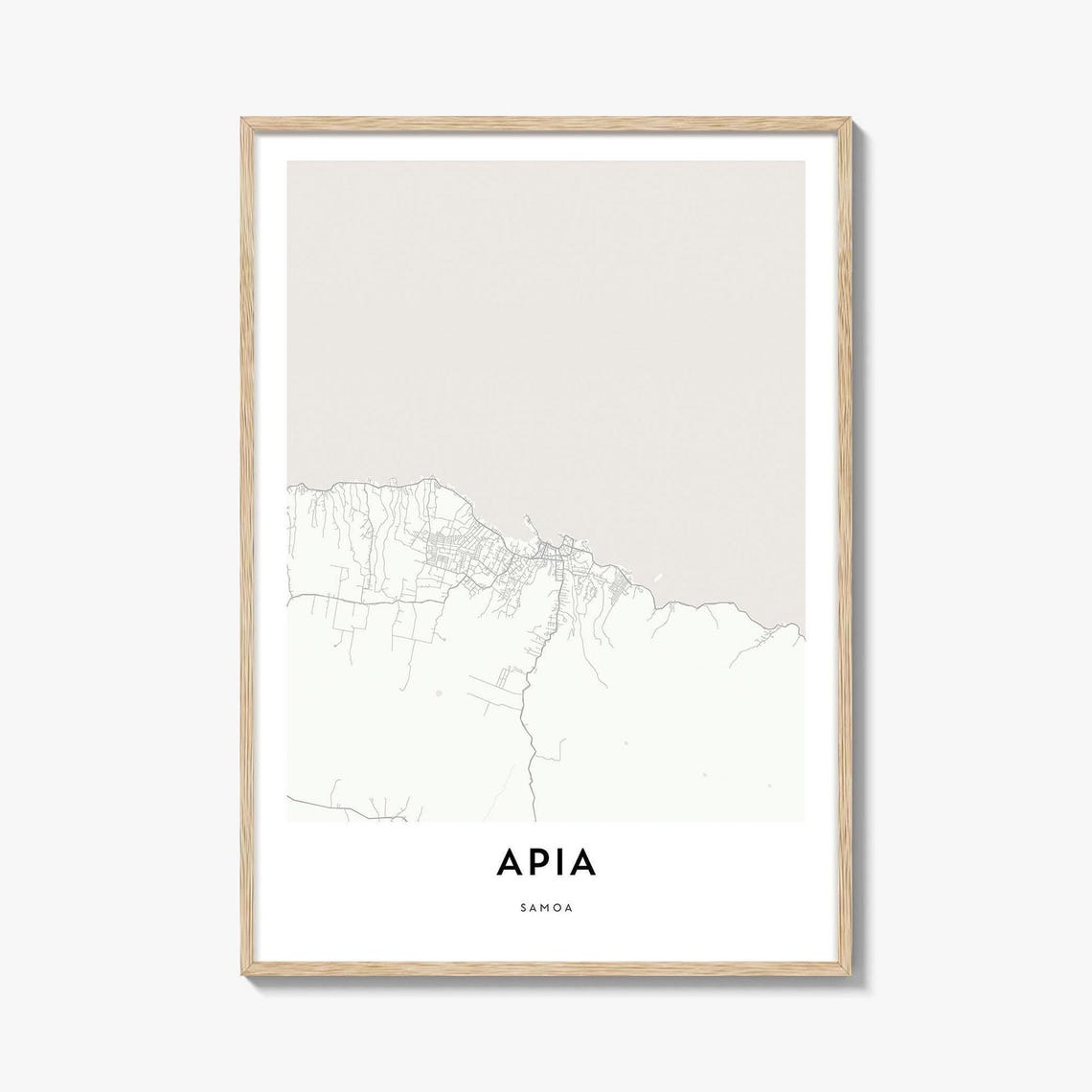 Apia Samoa Minimalist City Map Poster Beige Line Art Wall Decor