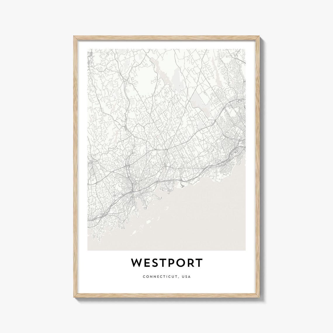 Westport Connecticut City Street Map Minimalist Line Art Poster
