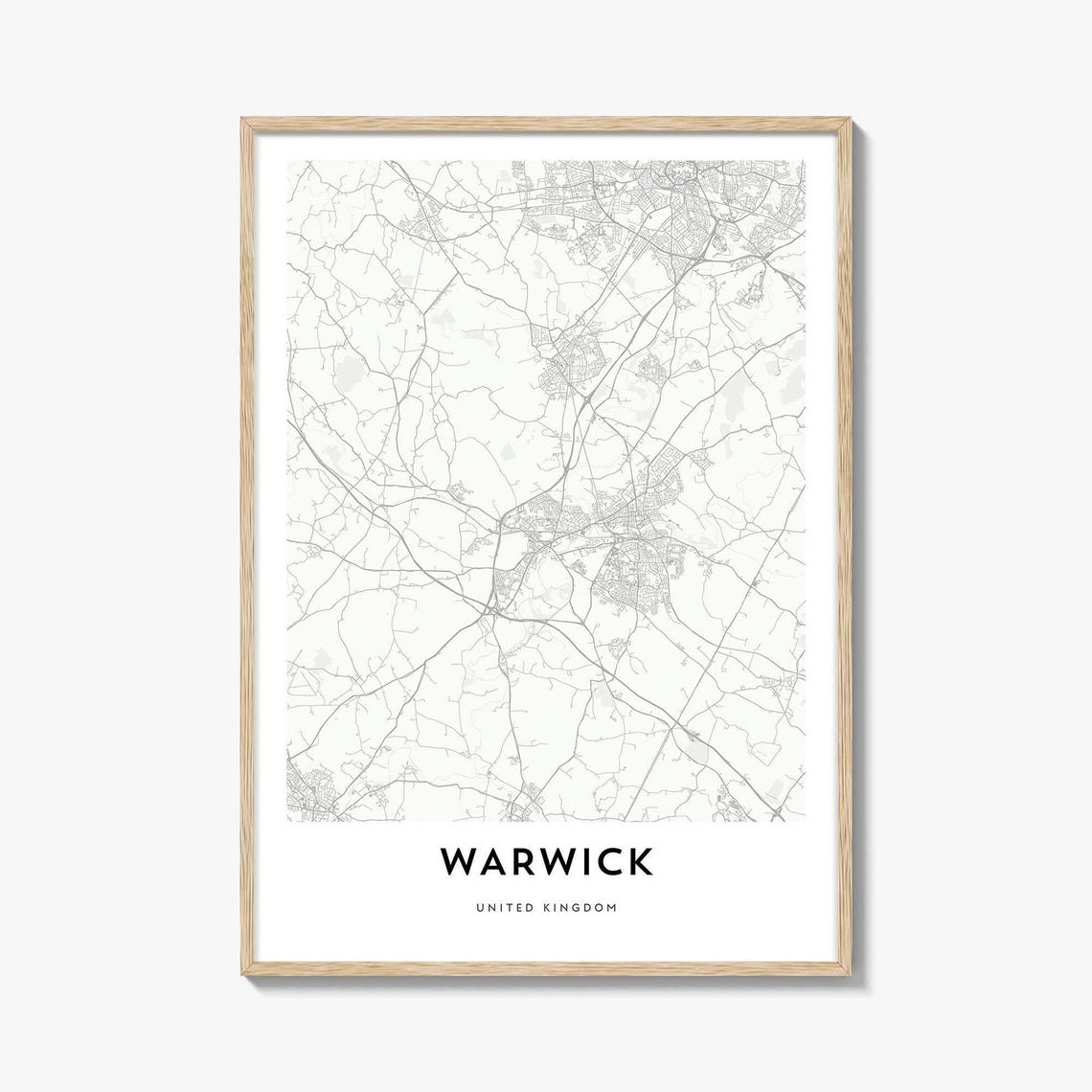 Warwick United Kingdom Minimalist Black And White City Map Poster