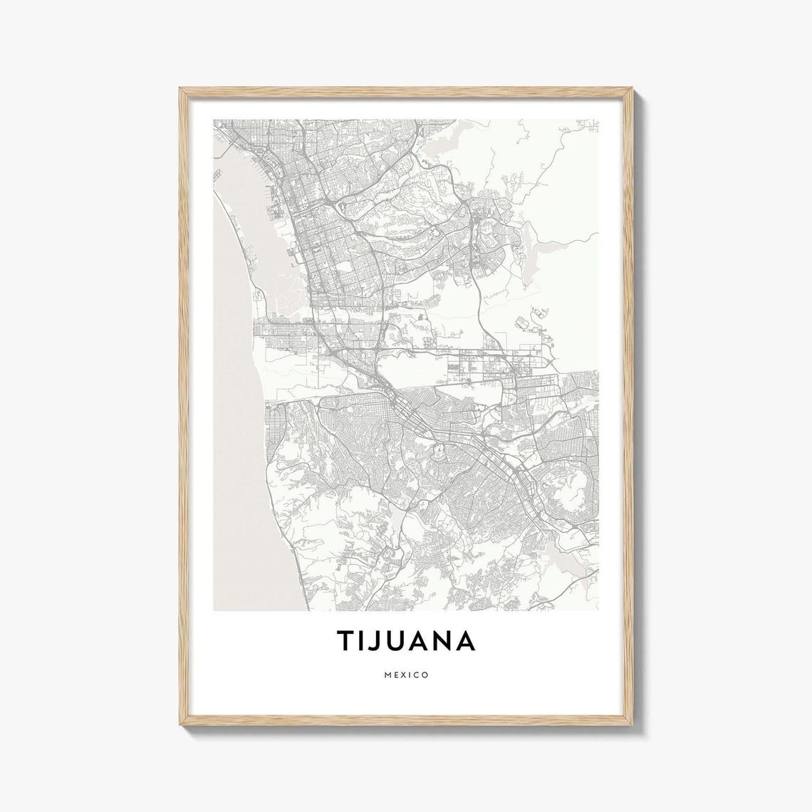 Tijuana Mexico Minimalist City Street Map Art Print Home Decor