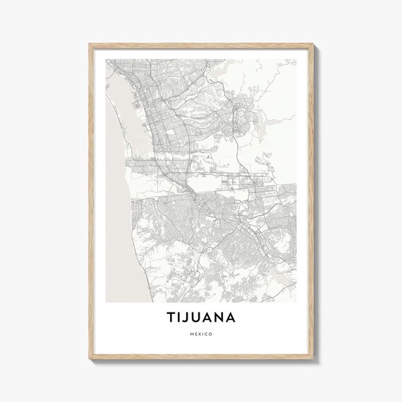 Tijuana Mexico Minimalist City Street Map Art Print Home Decor