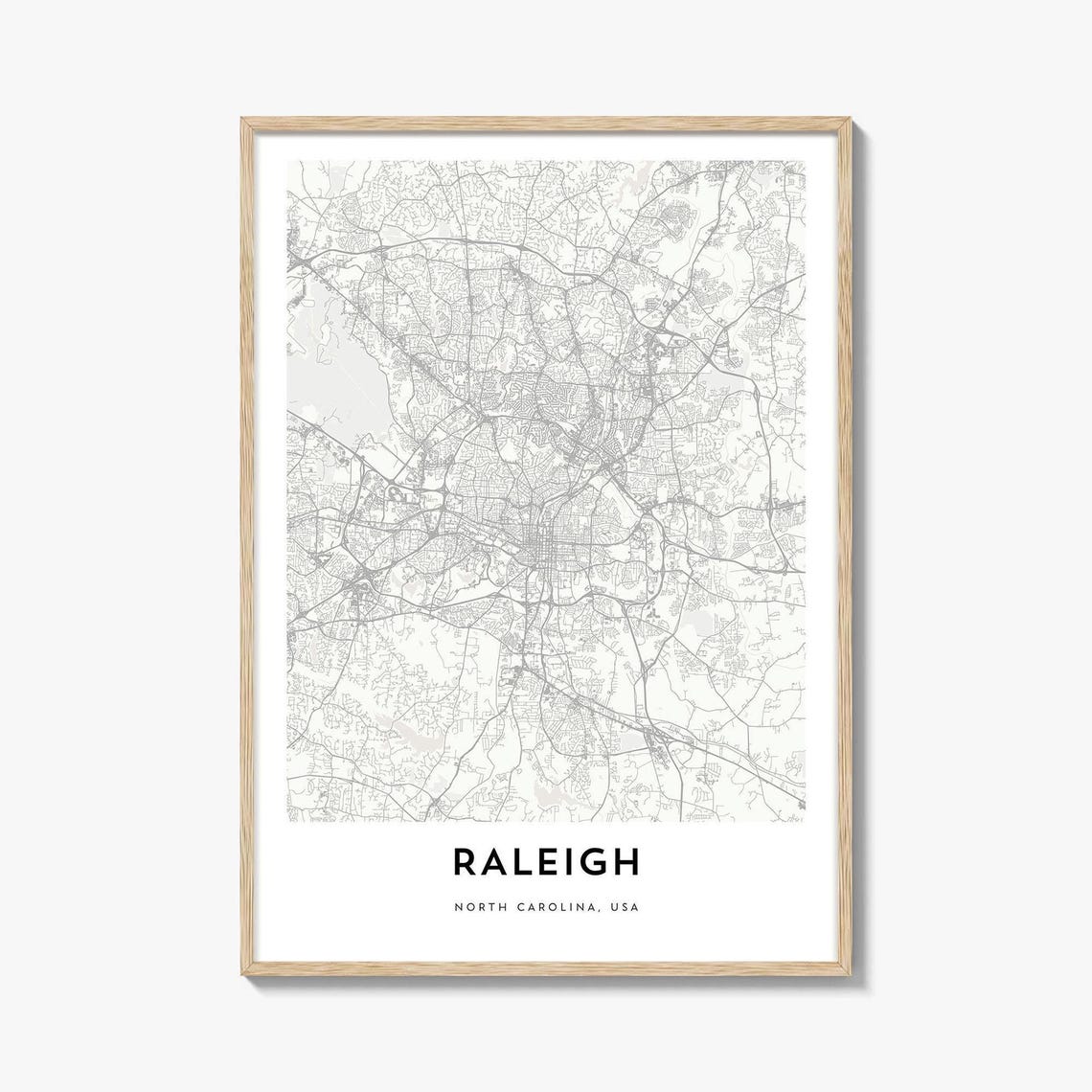 Raleigh North Carolina Minimalist Street Map Modern Decor Poster