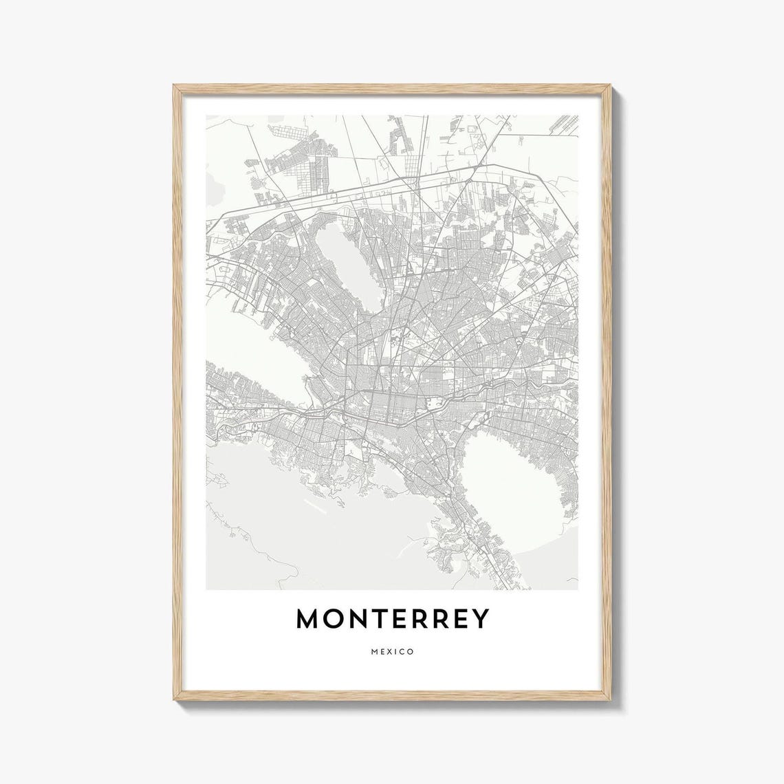Monterrey Mexico Minimalist Street Map City Artwork Gift Poster