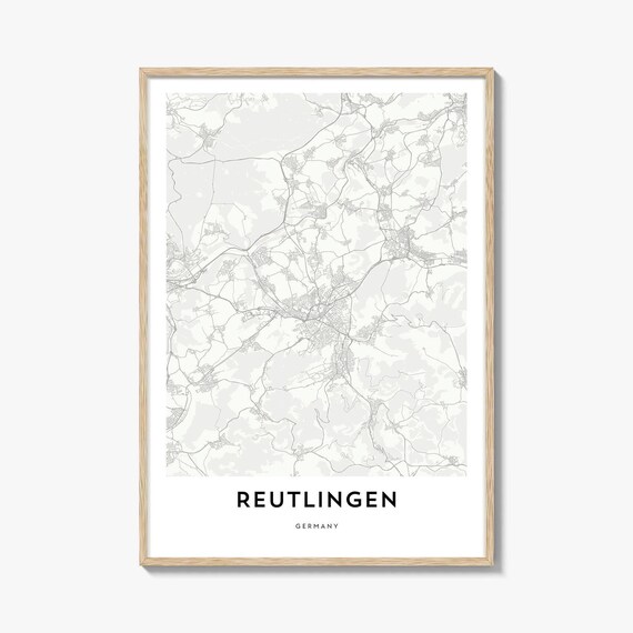 Reutlingen Germany Minimalist City Street Map Decor Wall Art