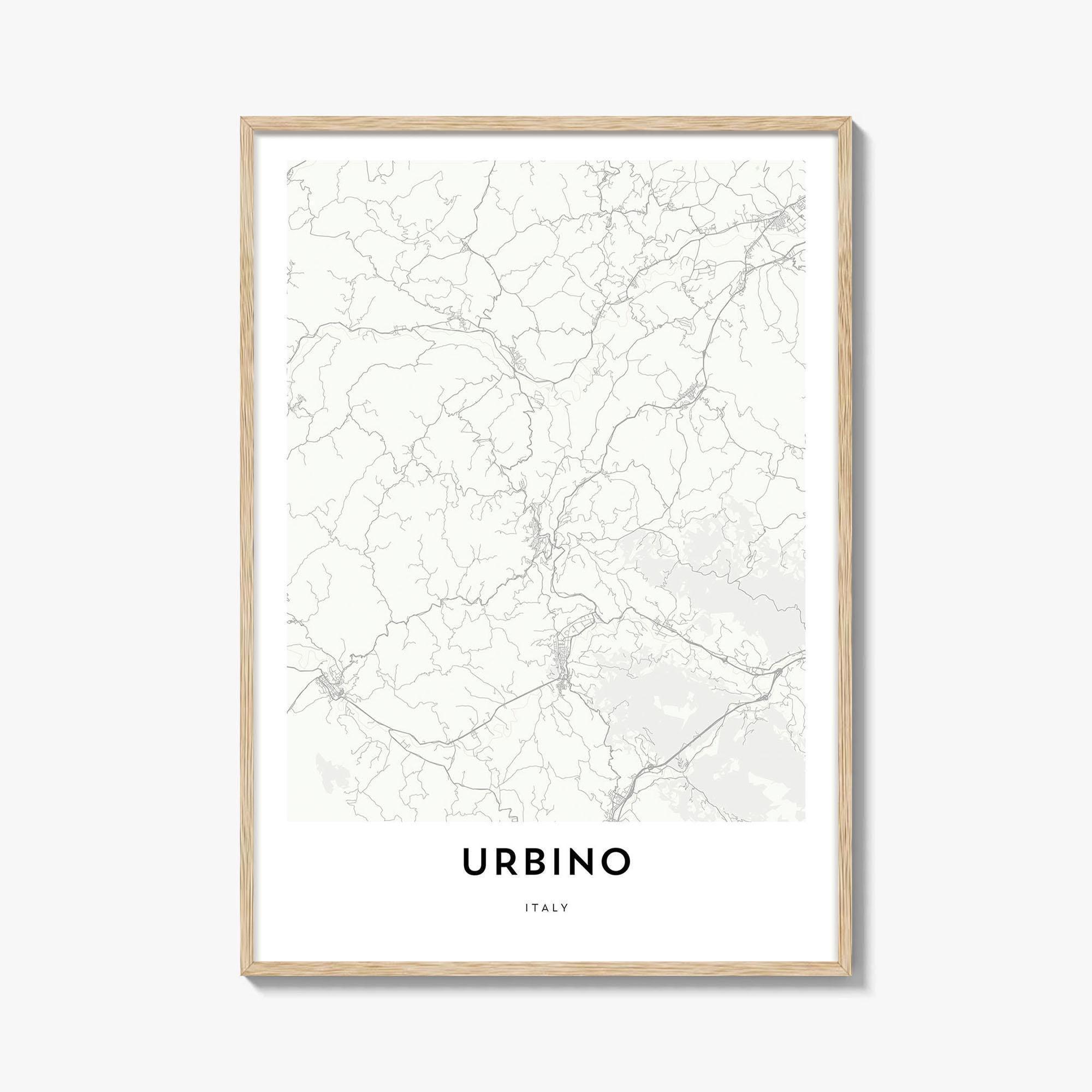 Urbino Italy Renaissance Minimalist City Street Map Poster Artwork
