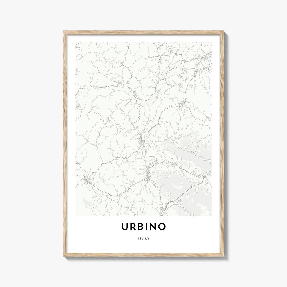 Urbino Italy Renaissance Minimalist City Street Map Poster Artwork