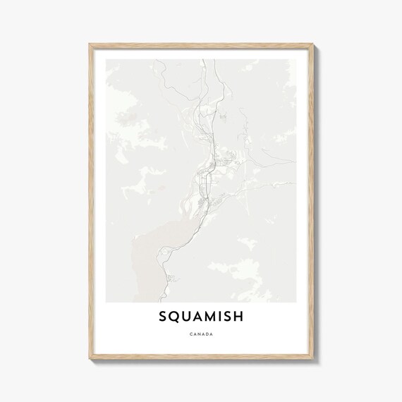 Squamish Canada Mountain Town Street Map Minimalist Travel Poster