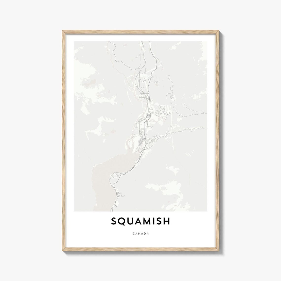 Squamish Canada Mountain Town Street Map Minimalist Travel Poster