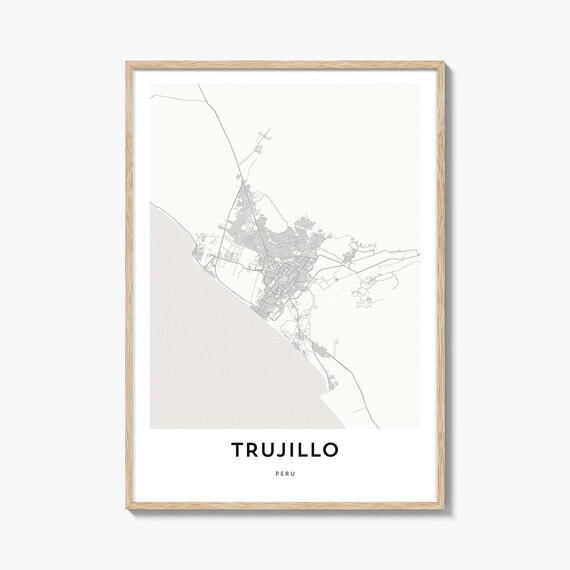 Trujillo Peru Minimalist City Map Street Layout Cartography Detail Print