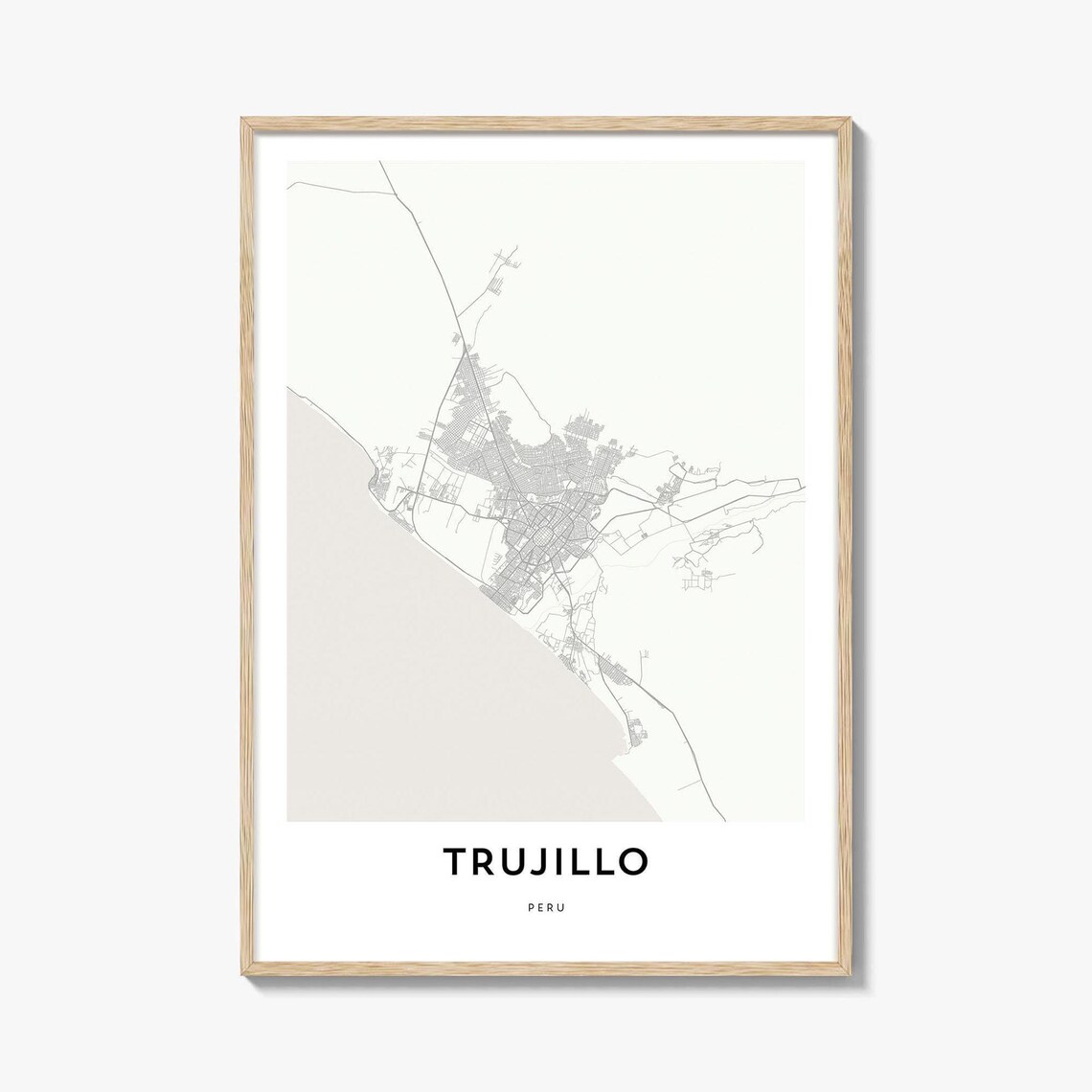 Trujillo Peru Minimalist City Map Street Layout Cartography Detail Print
