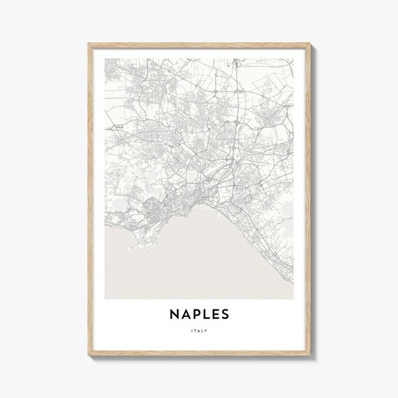 Naples Italy City Street Map Minimalist Home Decor Art Poster