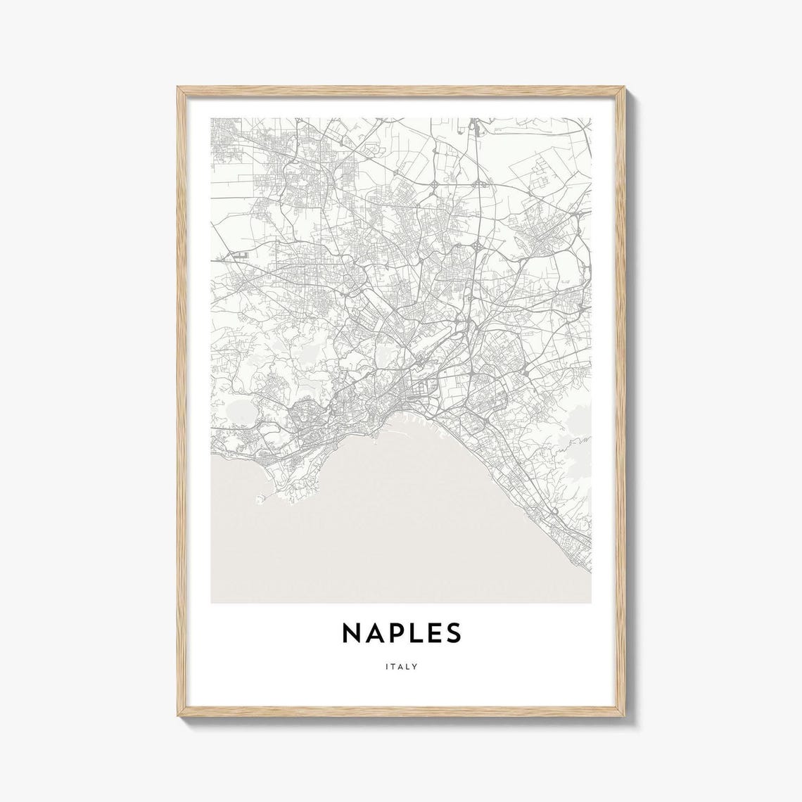 Naples Italy City Street Map Minimalist Home Decor Art Poster