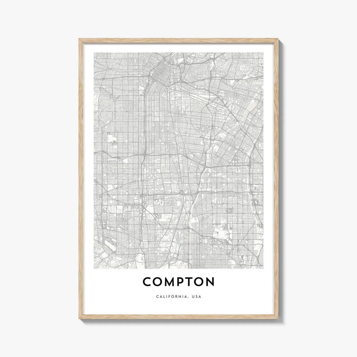 Compton California USA Minimalist City Street Map Art Gift Poster