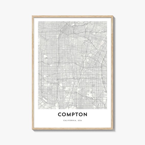 Compton California USA Minimalist City Street Map Art Gift Poster