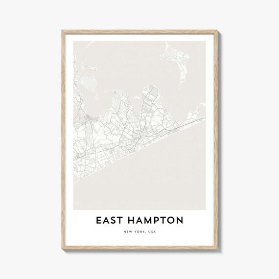 East Hampton New York Minimalist Street Map Coastal Line Wall Art