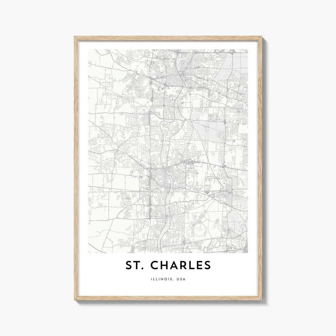 St Charles Illinois USA Minimalist City Map Line Art Travel Poster
