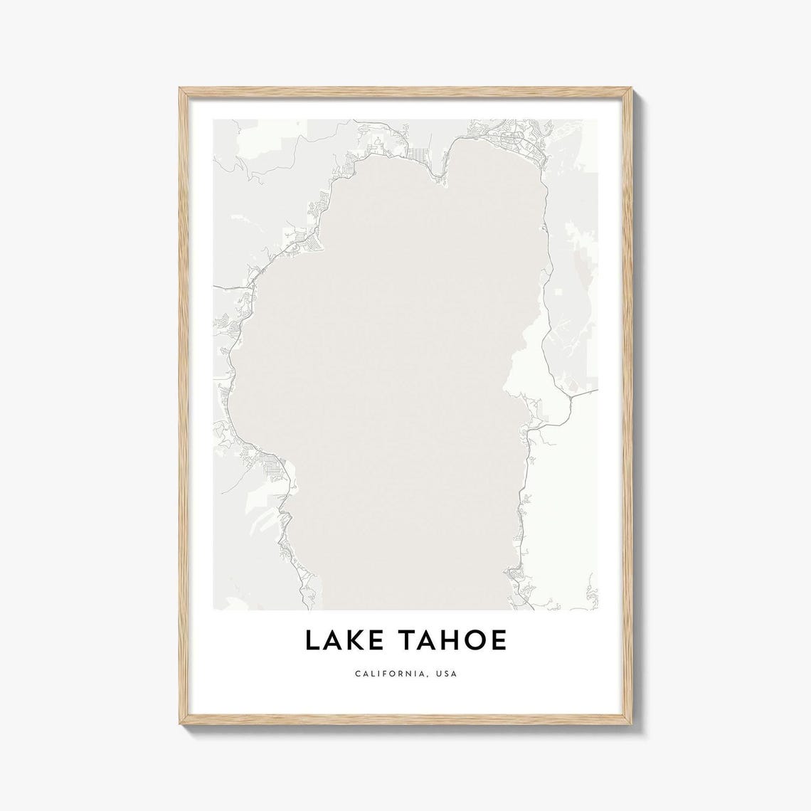 Lake Tahoe California Minimalist Line Street Map City Poster