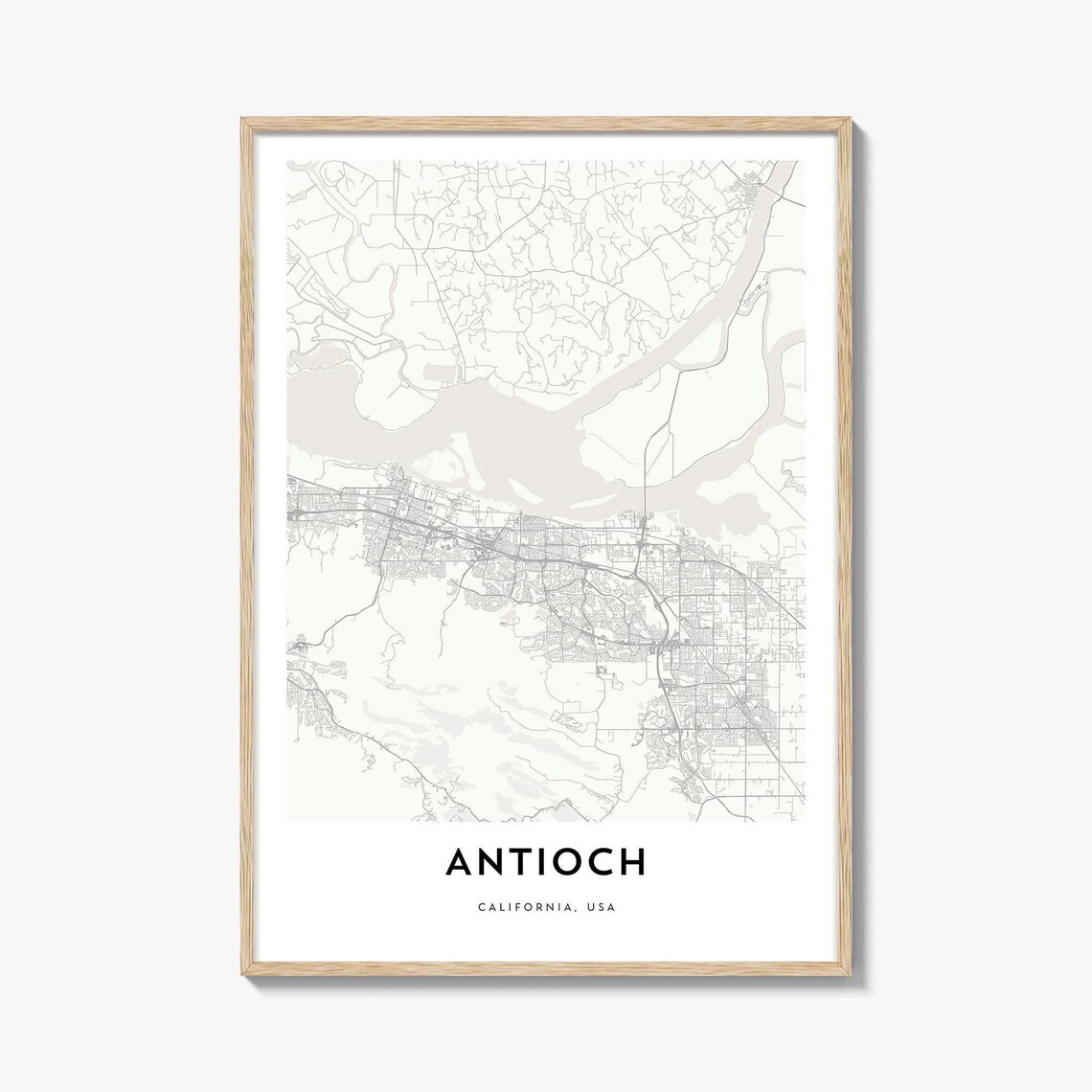 Antioch California Minimalist City Street Map Line Art Poster