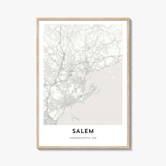 Salem Massachusetts Minimalist City Map Line Art Travel Poster