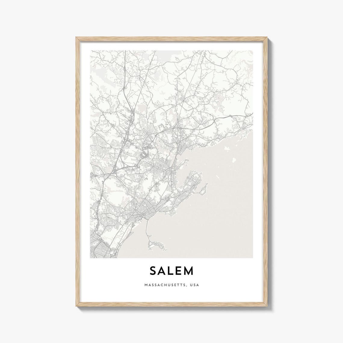 Salem Massachusetts Minimalist City Map Line Art Travel Poster