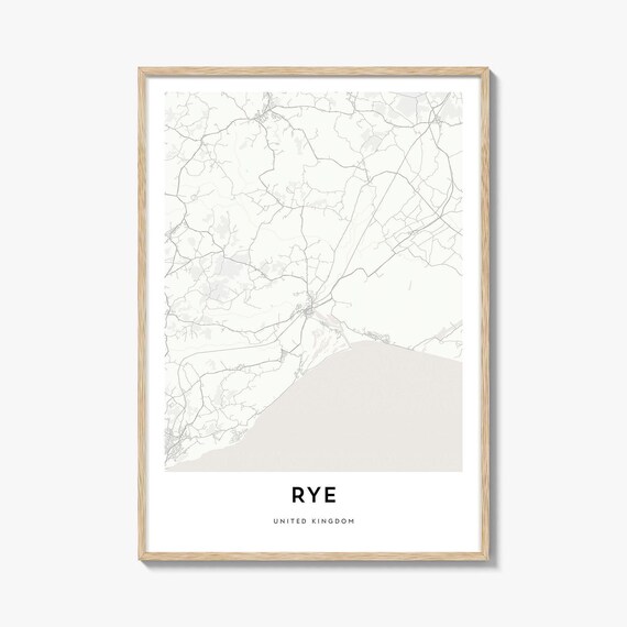 Rye United Kingdom Elegant Minimalist Town Street Map Art Poster