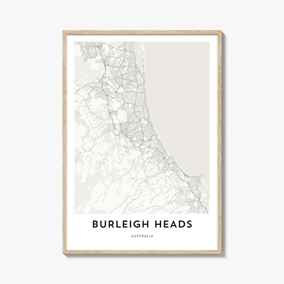Burleigh Heads Australia Minimalist Coastal Map Line Art Print