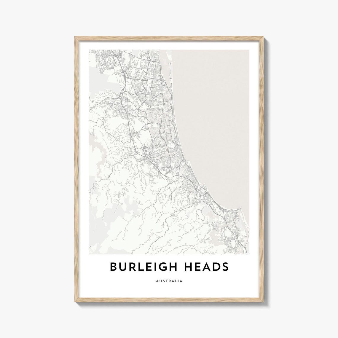 Burleigh Heads Australia Minimalist Coastal Map Line Art Print