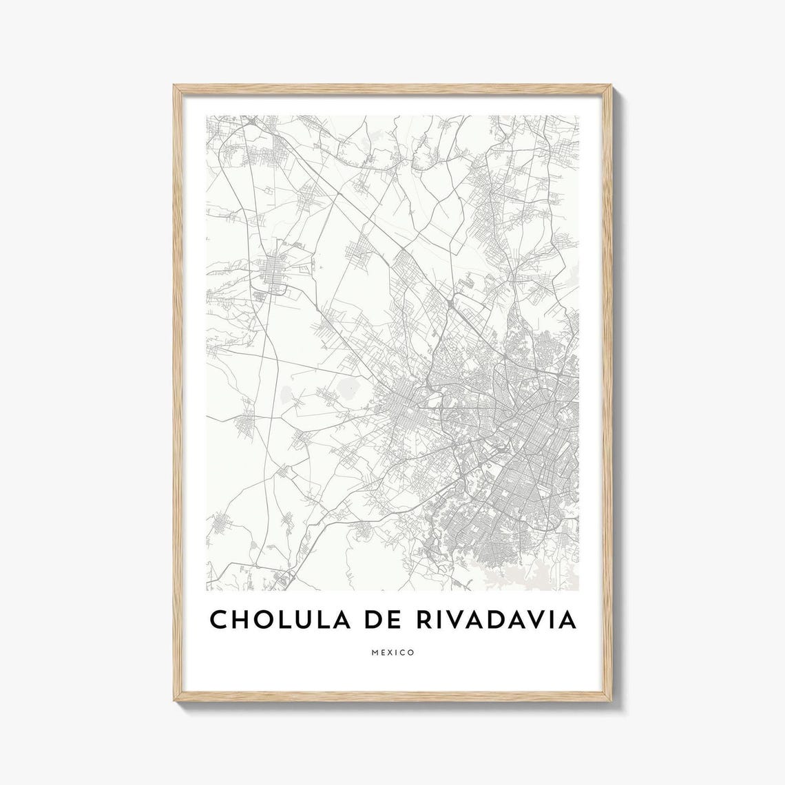 Cholula de Rivadavia Mexico Minimalist City Map Line Art Poster