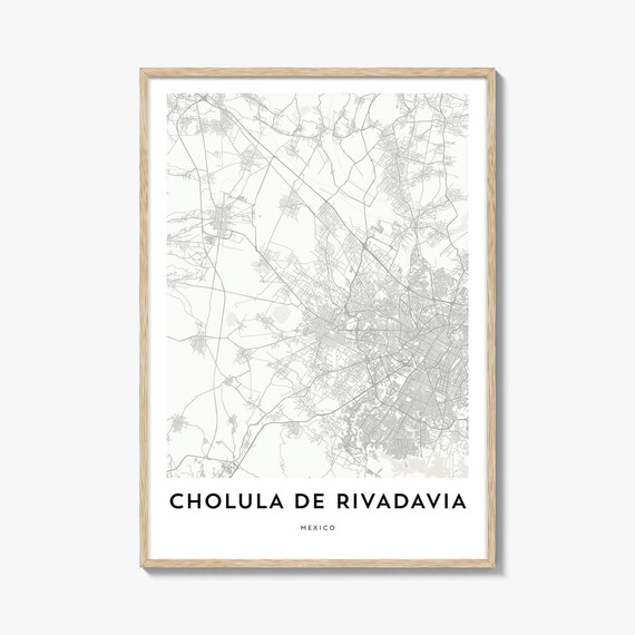 Cholula de Rivadavia Mexico Minimalist City Map Line Art Poster