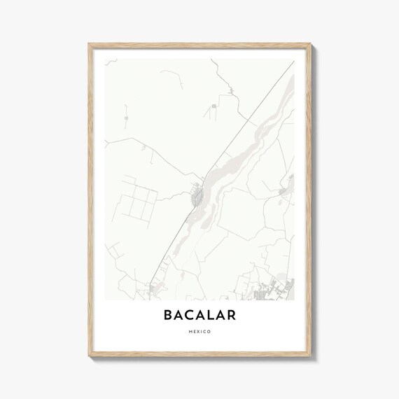 Bacalar Mexico Minimalist Seven Colors Lagoon City Map Wall Poster
