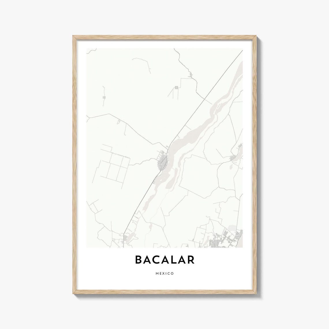 Bacalar Mexico Minimalist Seven Colors Lagoon City Map Wall Poster