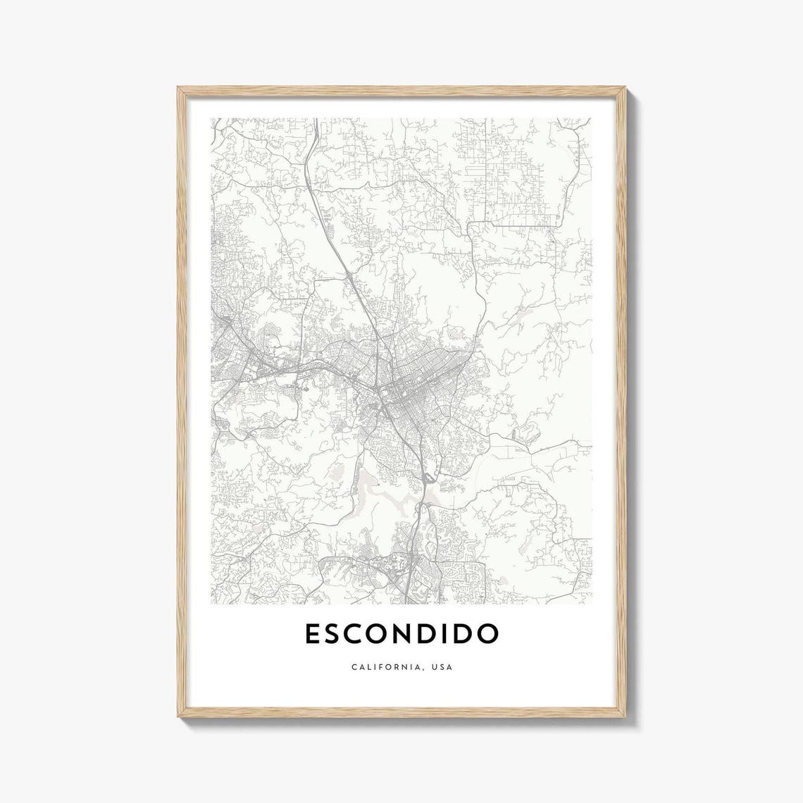 Escondido California USA Minimalist City Street Map Art Poster