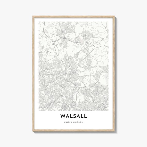 Walsall United Kingdom Minimalist City Street Map Line Art Print