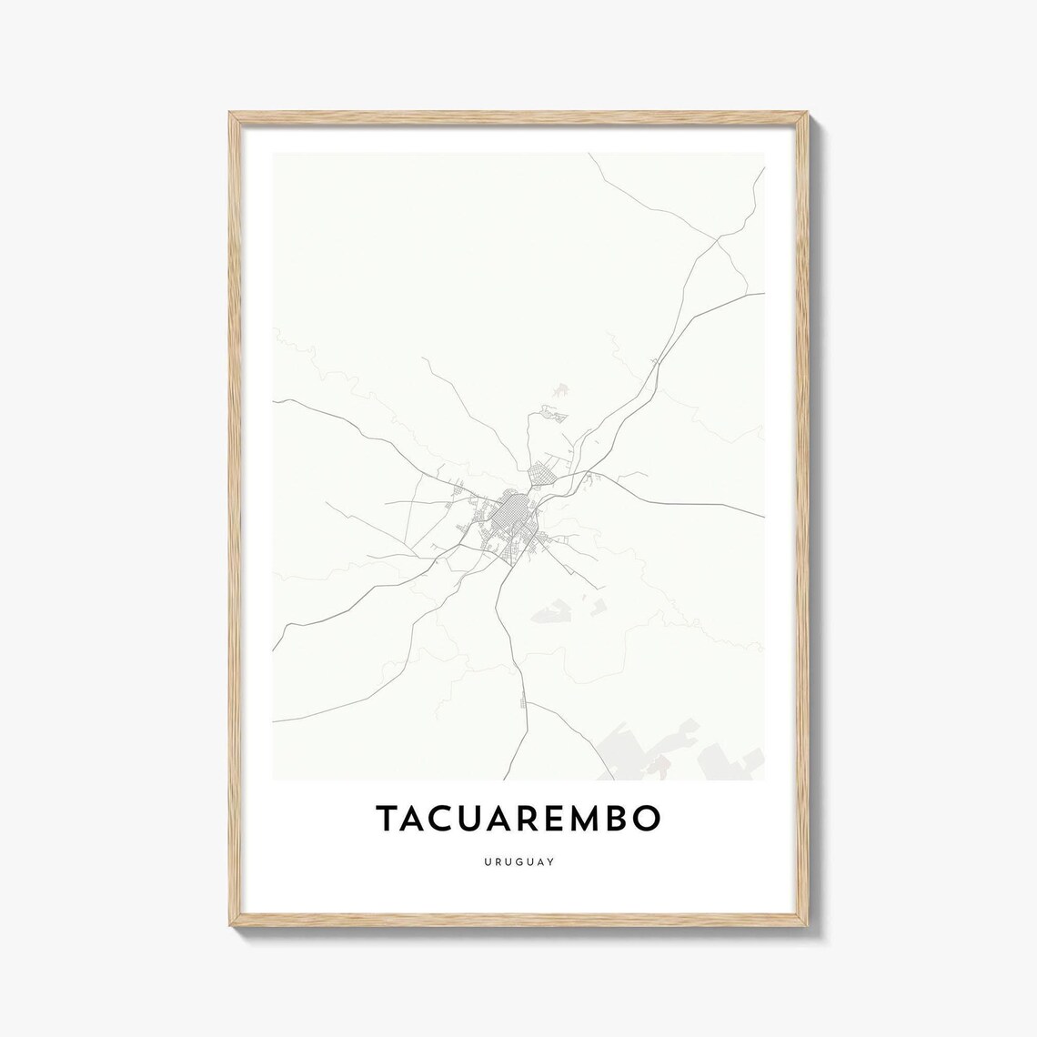 Tacuarembo Uruguay Minimalist City Map Street Plan South America Detail Print