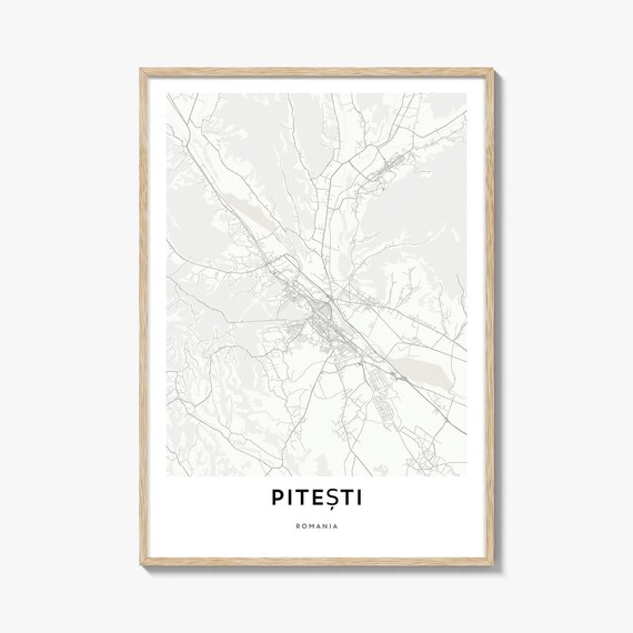 Pitesti Romania Minimalist City Street Map Poster Scandinavian Style