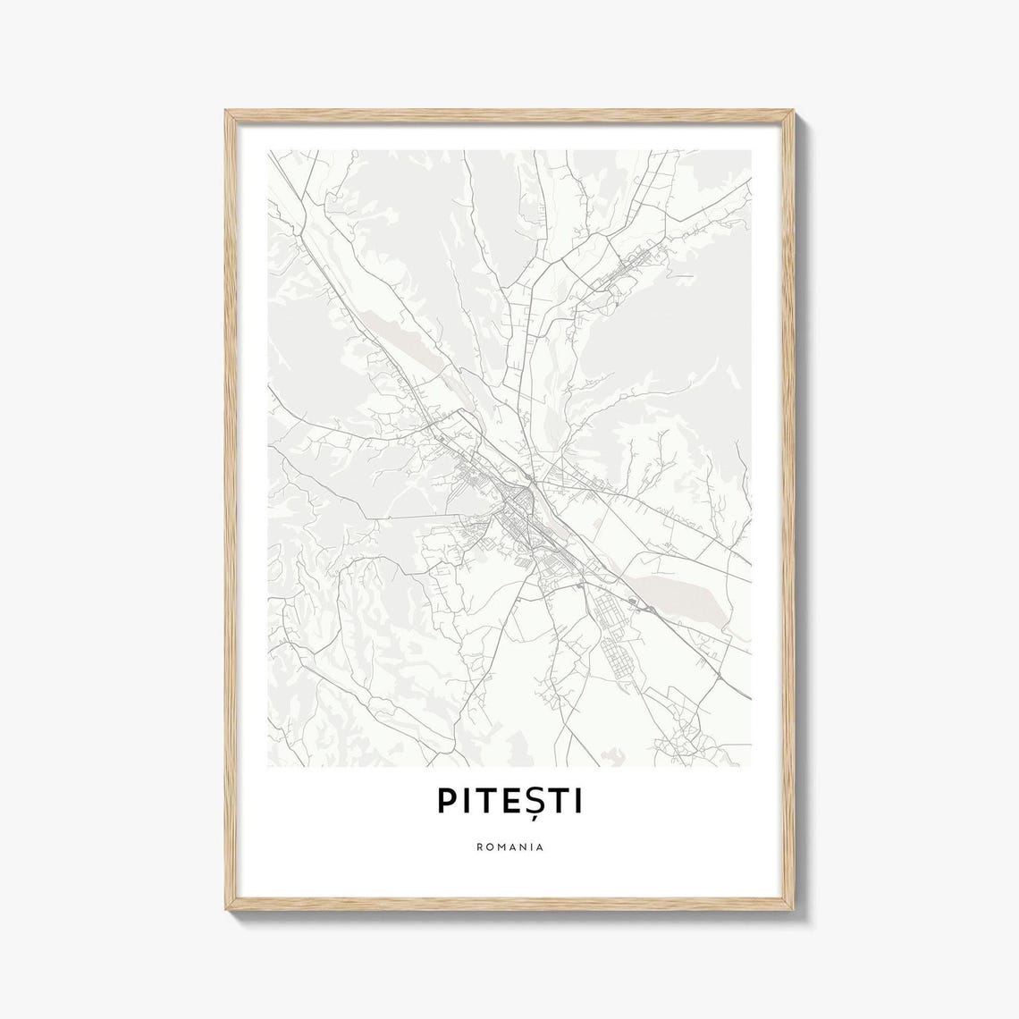 Pitesti Romania Minimalist City Street Map Poster Scandinavian Style